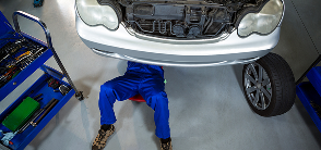 Mechanic working on engine