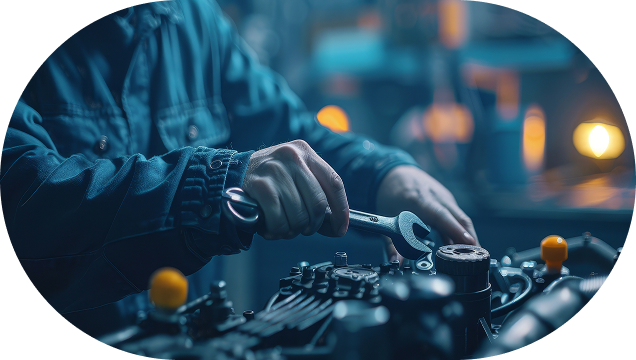 Mechanic working on car engine