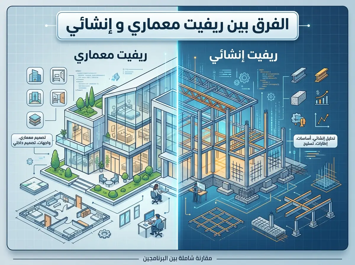 الفرق بين الريفيت المعماري والانشائي بالتفصيل